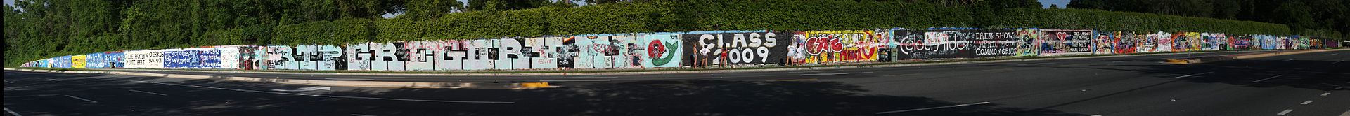 The SW 34th Street Wall in Gainesville, FL has been sporting student graffiti since 1979.