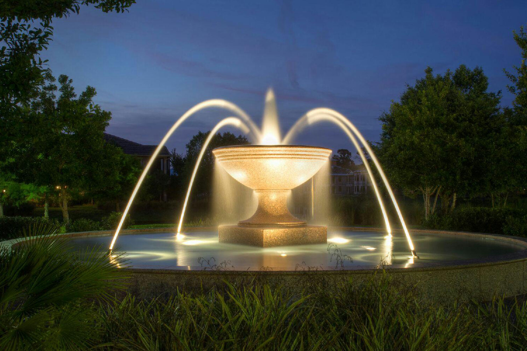 Fountains Lights at Night