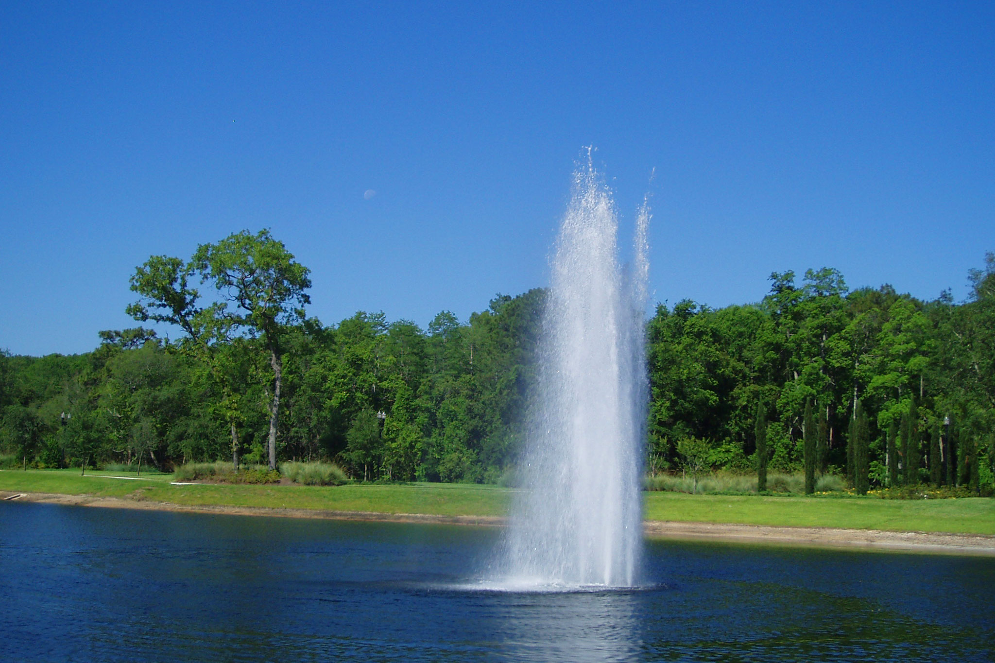Geyser Nozzle Cluster Fountain In Pond