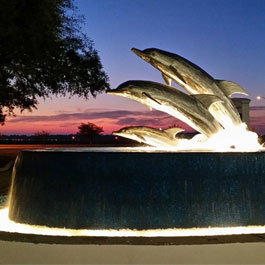 Gulf Shores Alabama Dolphin fountain with Lights |Delta Fountains