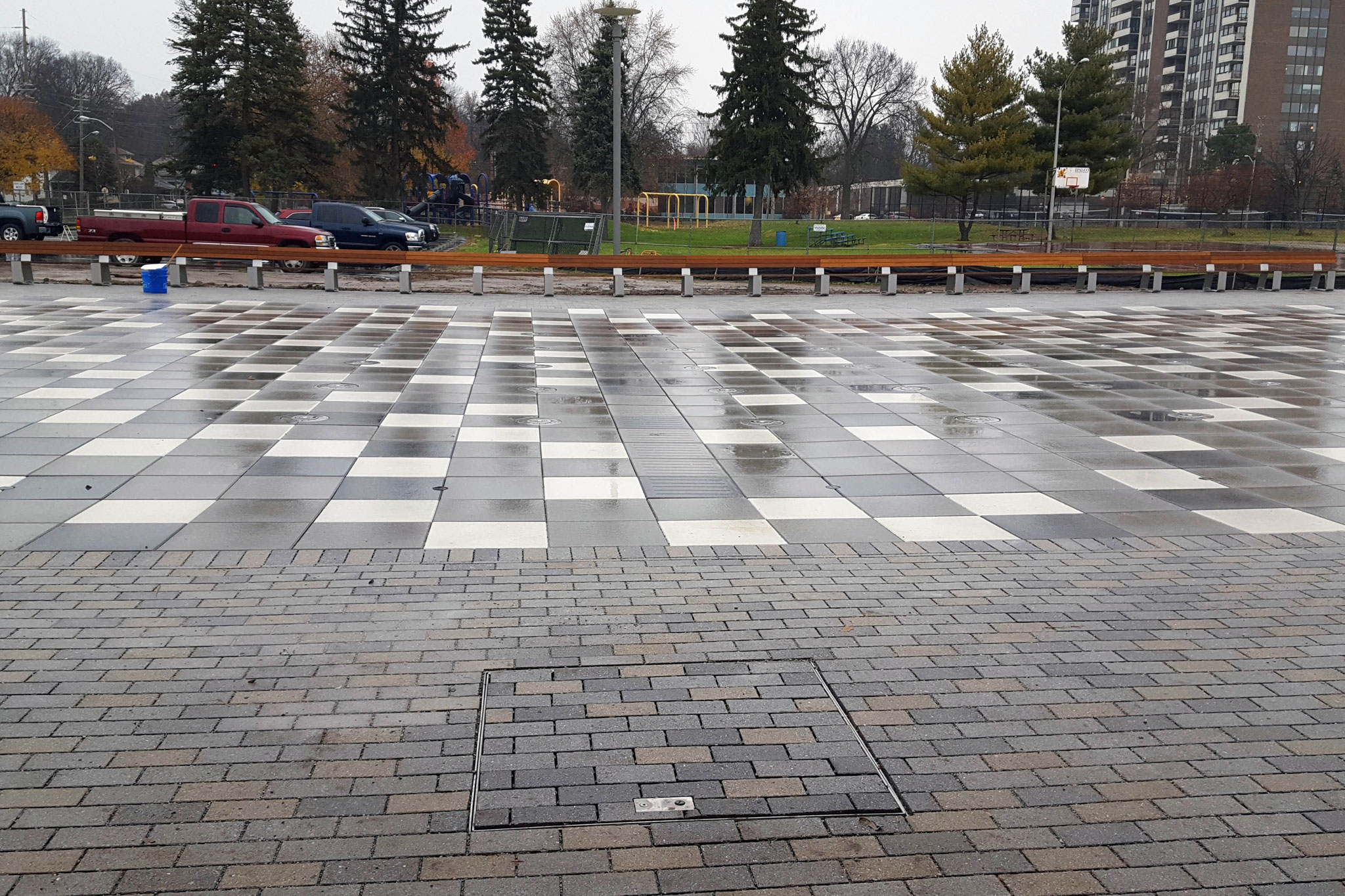 Pavers and Fountain Dry Deck