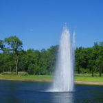 Geyser Nozzle Cluster Fountain In Pond